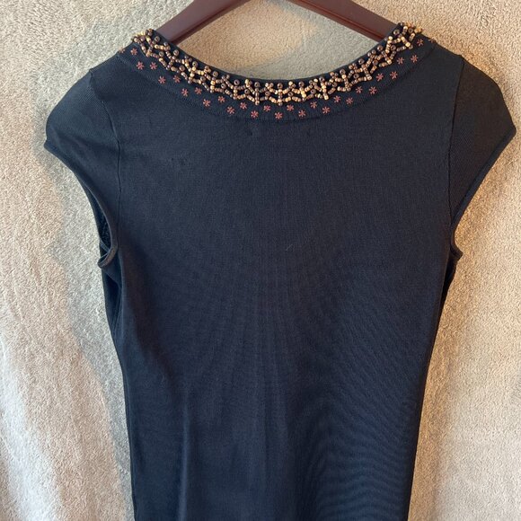 Dana Buckman, Size M, Black knit with embroidery and beading around the neckline - Picture 2 of 5